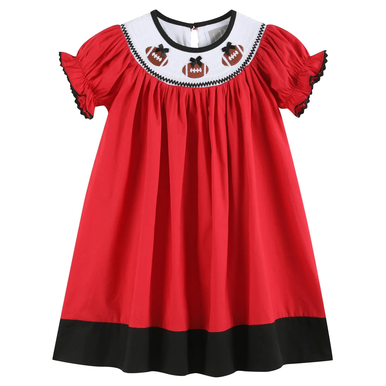 Smocked Red & Black Football Dress
