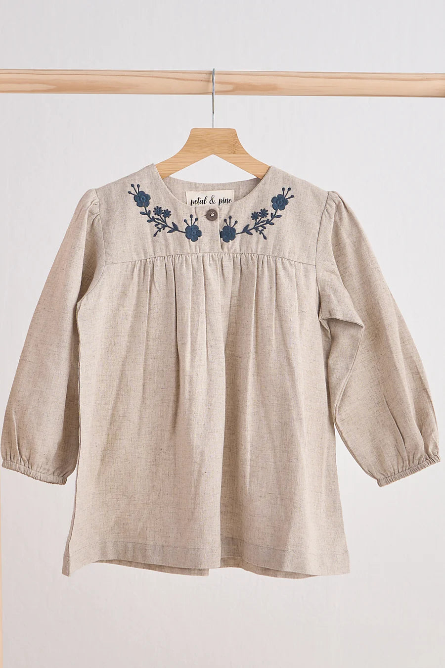 Neutral Linen Embroidery Dress