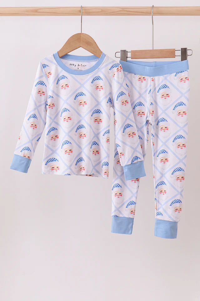 Blue Santa Bamboo Pajama Set