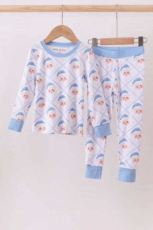Blue Santa Bamboo Pajama Set