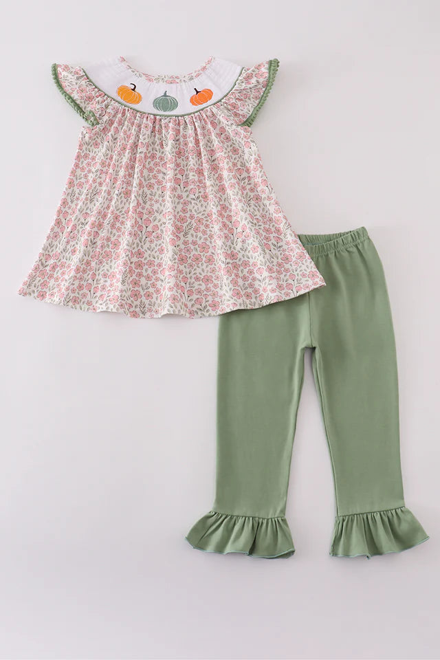 Pumpkin Floral Girl Set