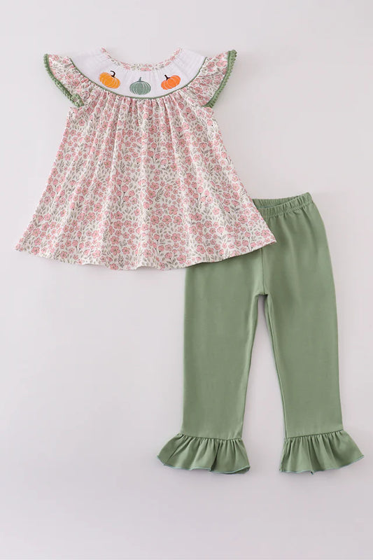 Pumpkin Floral Girl Set
