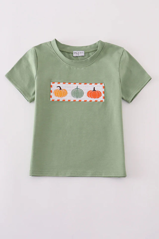 Green Pumpkin Smocked Shirt