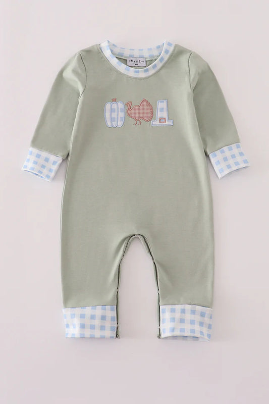 Sage Pumpkin & Turkey Boy Romper