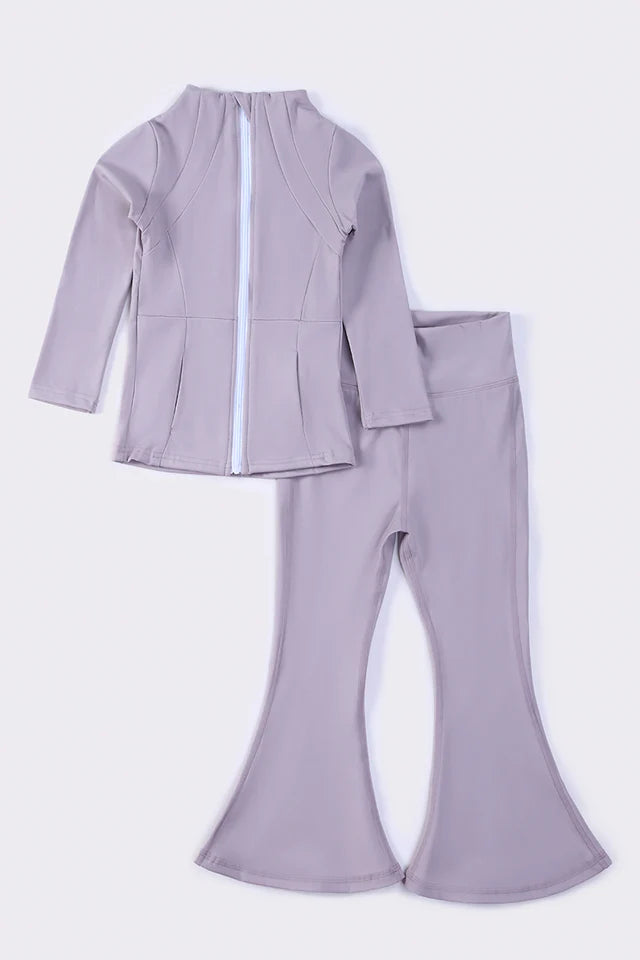 Grey Active Flare Pants Set