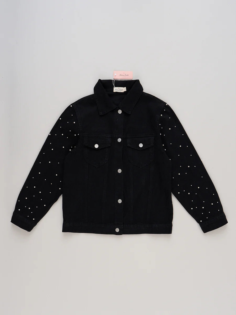 Women's Pearl Studded Black Jacket
