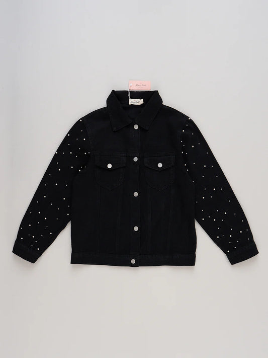 Women's Pearl Studded Black Jacket