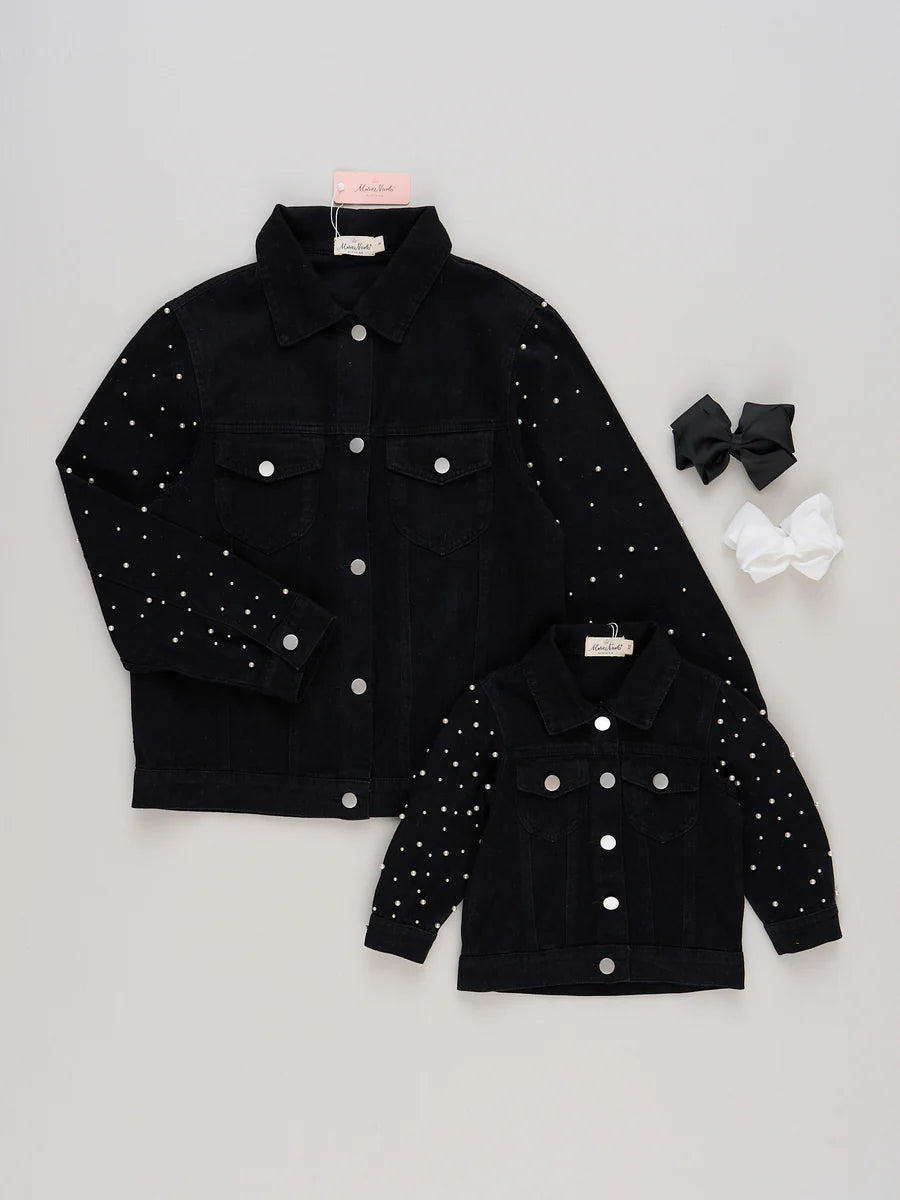 Women's Pearl Studded Black Jacket
