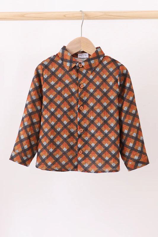 Brown Plaid Muslin Button Down