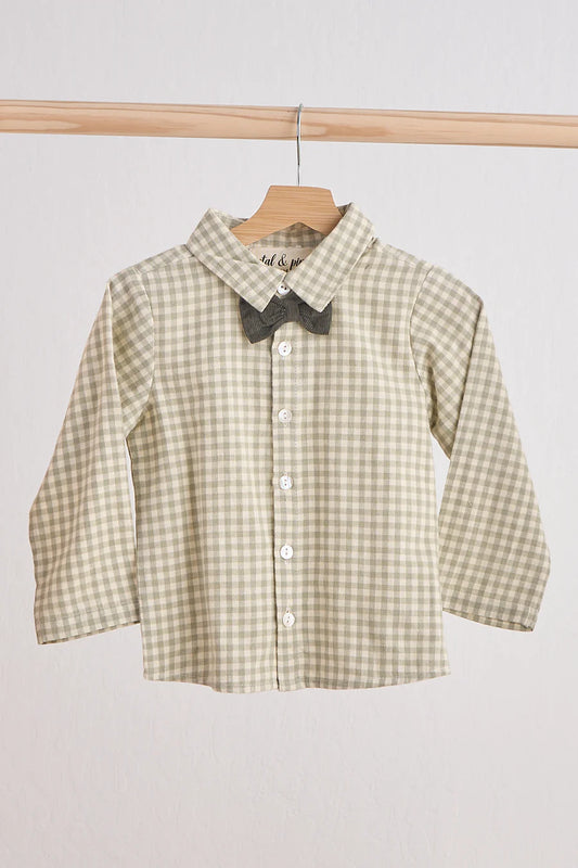 Green Gingham Flannel Button Down