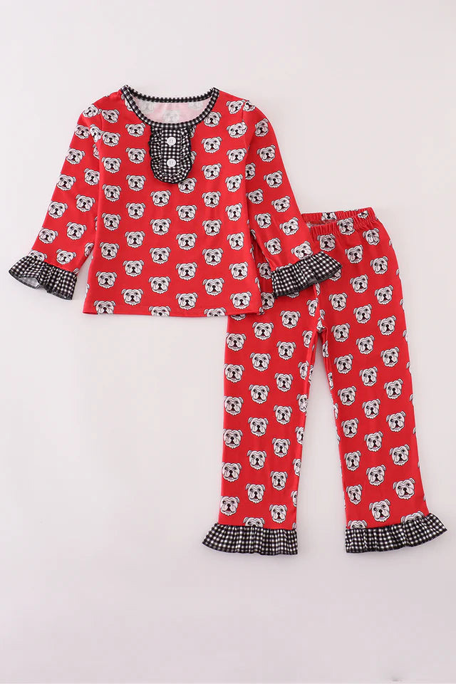 Bulldog Girl Ruffle Pajama Set